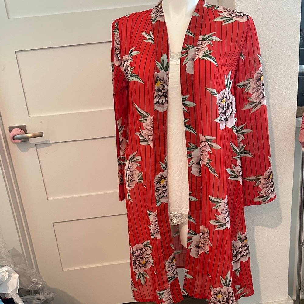 Floral Red Kimono